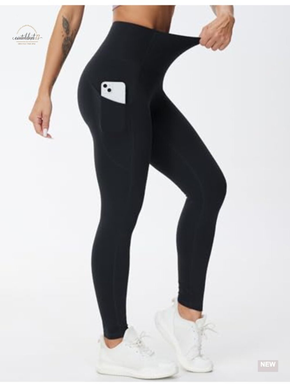 High Waist Yoga Leggings with Pockets Tummy Control 4-Way Stretch - Picture 4 of 6